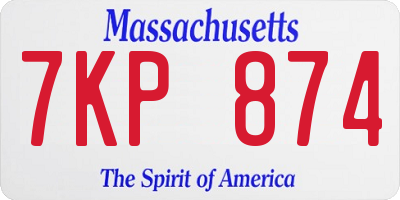 MA license plate 7KP874