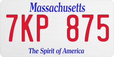 MA license plate 7KP875