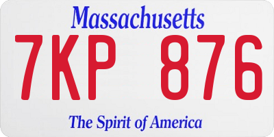 MA license plate 7KP876