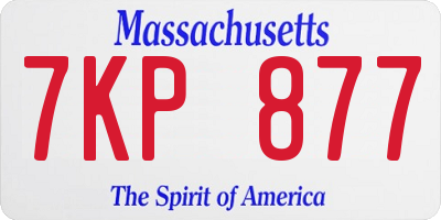 MA license plate 7KP877