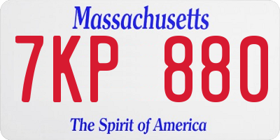 MA license plate 7KP880
