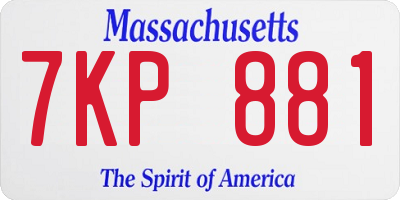 MA license plate 7KP881