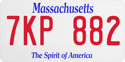 MA license plate 7KP882
