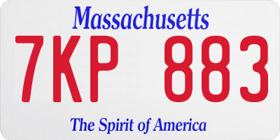 MA license plate 7KP883