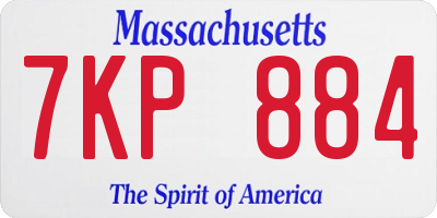 MA license plate 7KP884