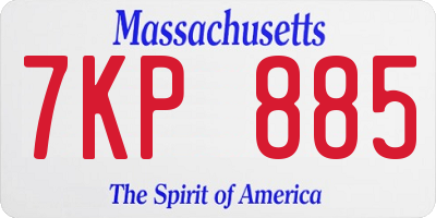 MA license plate 7KP885