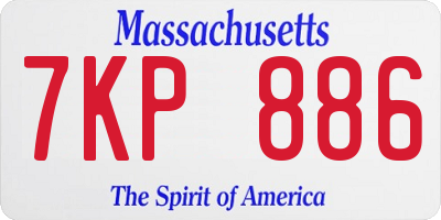 MA license plate 7KP886