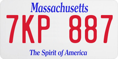 MA license plate 7KP887