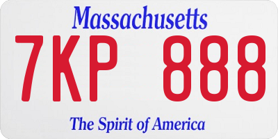 MA license plate 7KP888