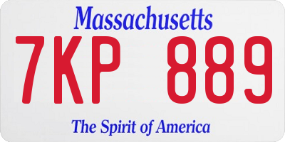 MA license plate 7KP889