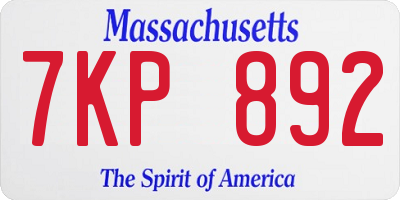 MA license plate 7KP892