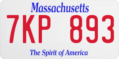 MA license plate 7KP893