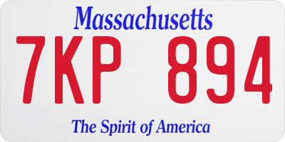 MA license plate 7KP894