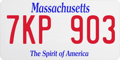 MA license plate 7KP903