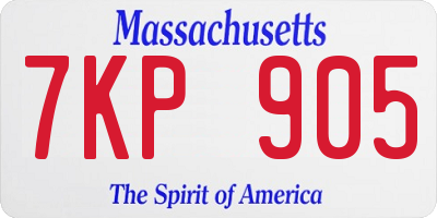 MA license plate 7KP905
