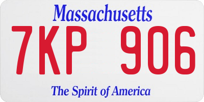 MA license plate 7KP906