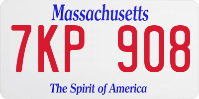 MA license plate 7KP908