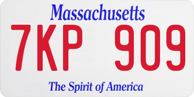 MA license plate 7KP909
