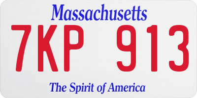 MA license plate 7KP913