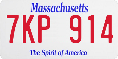 MA license plate 7KP914