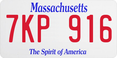MA license plate 7KP916