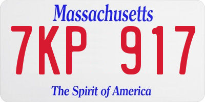 MA license plate 7KP917