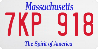 MA license plate 7KP918