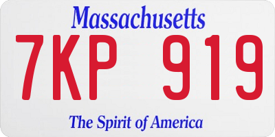 MA license plate 7KP919