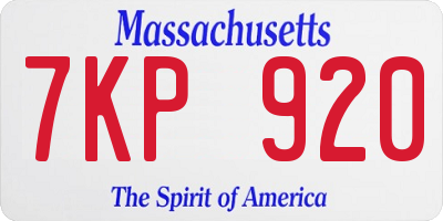 MA license plate 7KP920