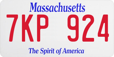 MA license plate 7KP924