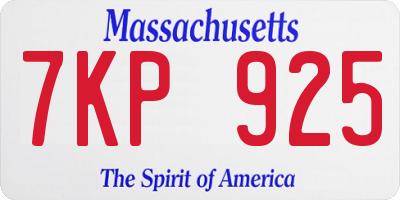MA license plate 7KP925