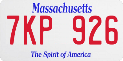 MA license plate 7KP926