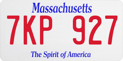 MA license plate 7KP927
