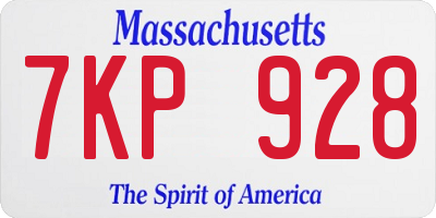 MA license plate 7KP928