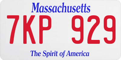 MA license plate 7KP929