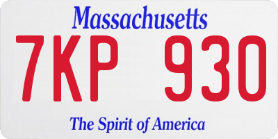 MA license plate 7KP930