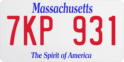 MA license plate 7KP931