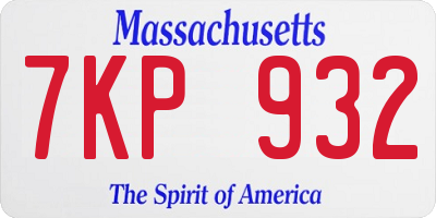 MA license plate 7KP932