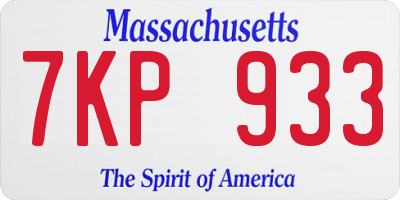MA license plate 7KP933