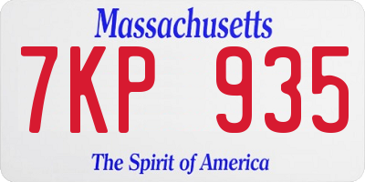 MA license plate 7KP935