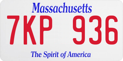 MA license plate 7KP936