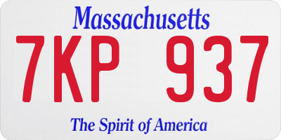 MA license plate 7KP937