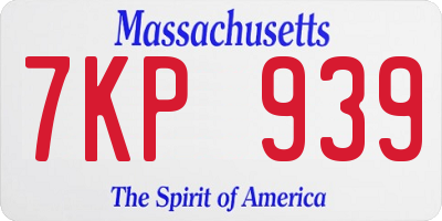 MA license plate 7KP939