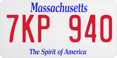 MA license plate 7KP940