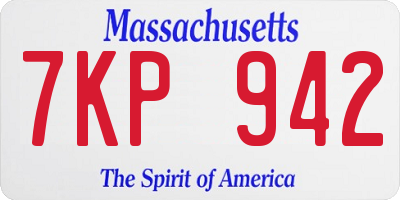 MA license plate 7KP942