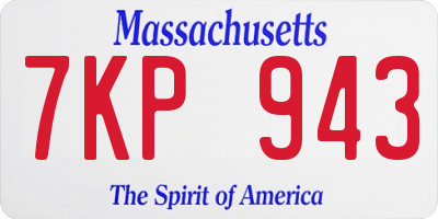 MA license plate 7KP943