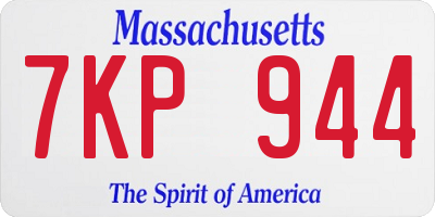MA license plate 7KP944