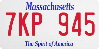MA license plate 7KP945