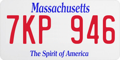 MA license plate 7KP946