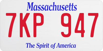 MA license plate 7KP947